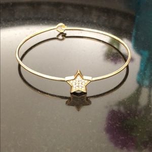 Gold Plated Crystal Star Bangle Bracelet New